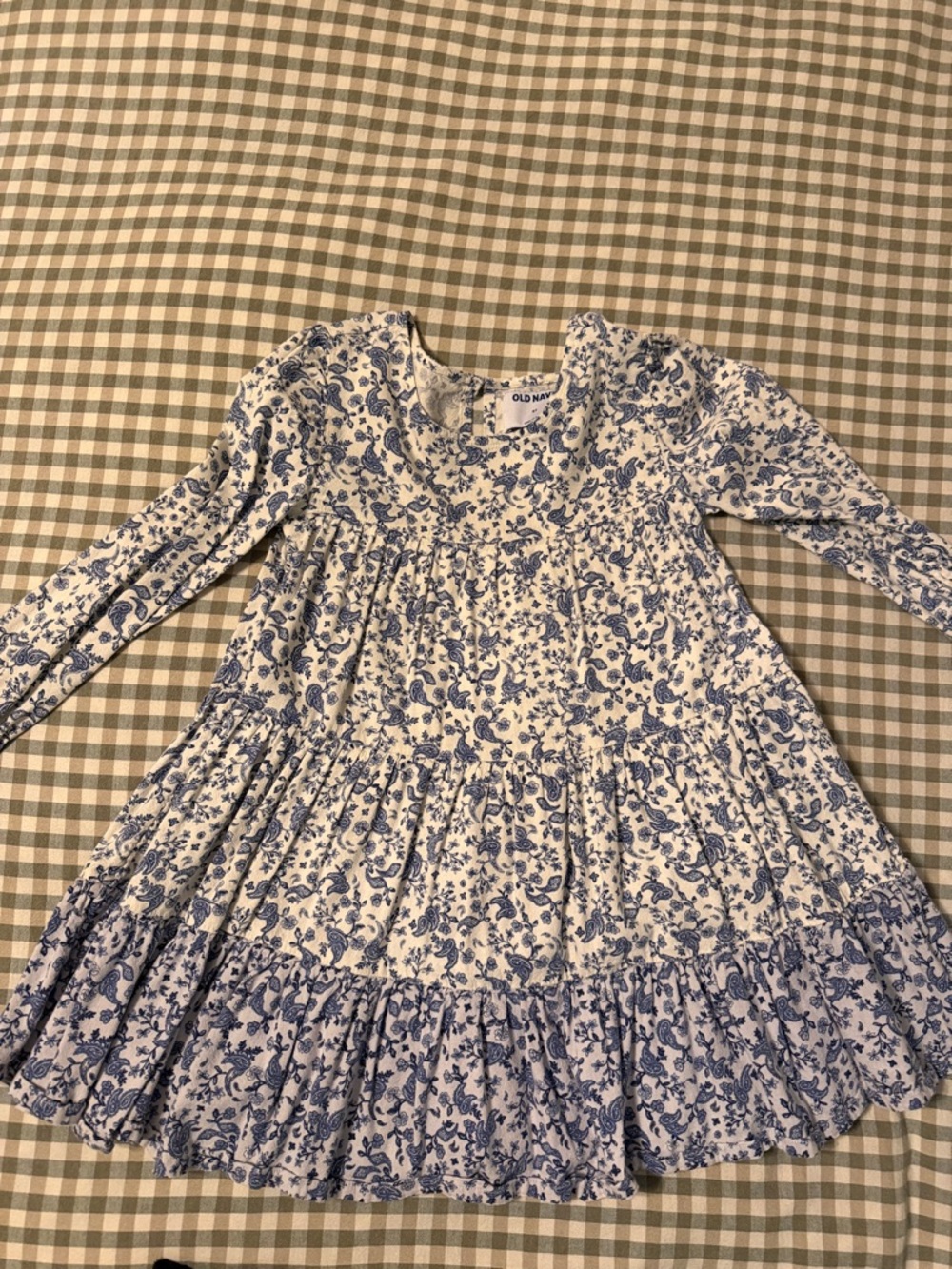 Old Navy White and Blue Floral Tiered Dress